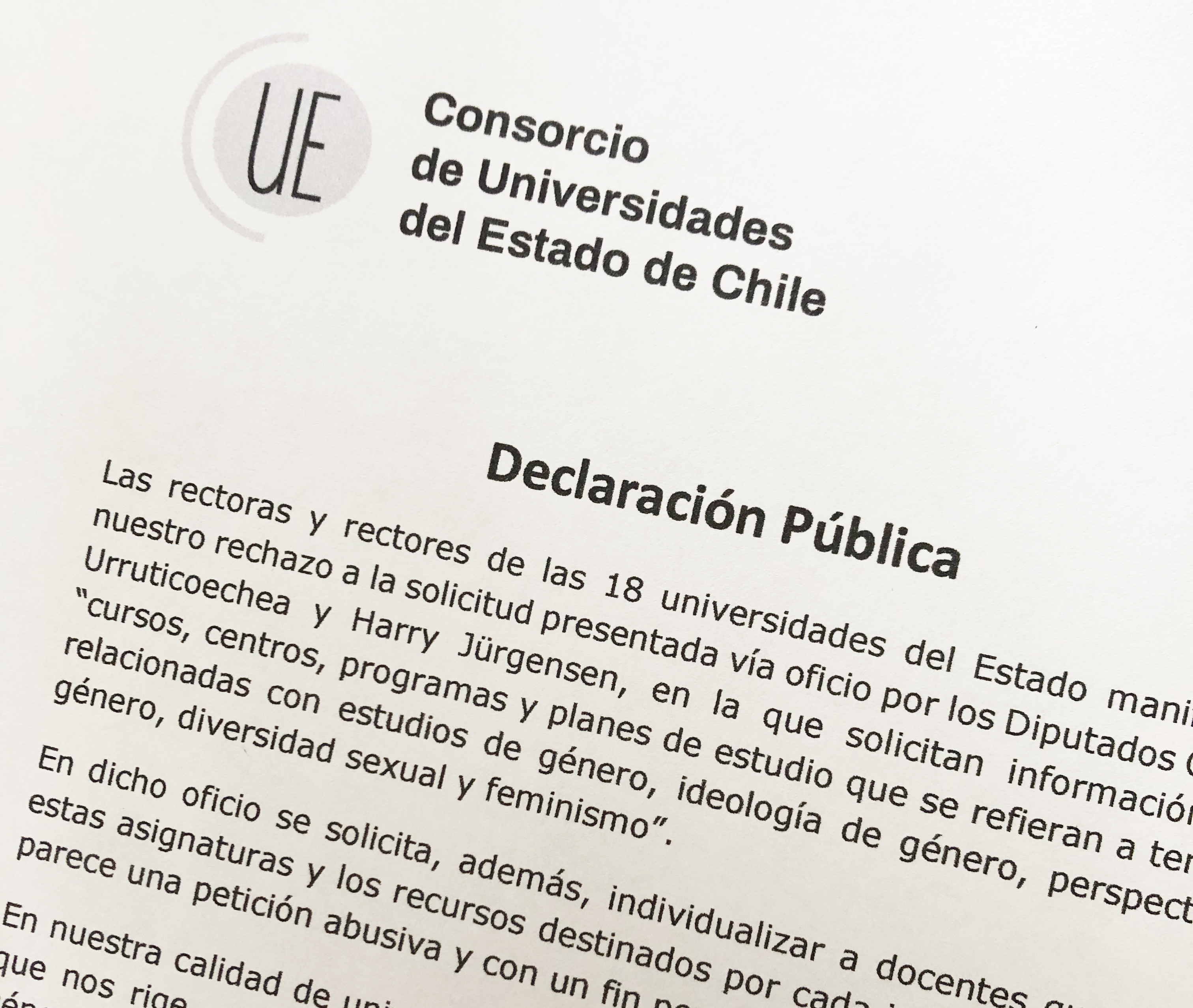 Rectores y Rectoras Universidades estatales rechazan solicitud de información sobre planes de estudio que se refieran a temáticas relacionadas con estudios de género